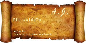 Alt Jolán névjegykártya