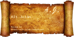 Alt Jolán névjegykártya