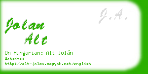 jolan alt business card